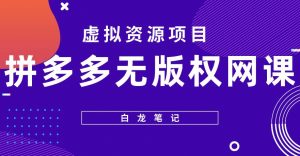 【白龙笔记】拼多多无版权网课项目，月入5000的长期项目，玩法详细拆解【揭秘】-葛仙仙资源库