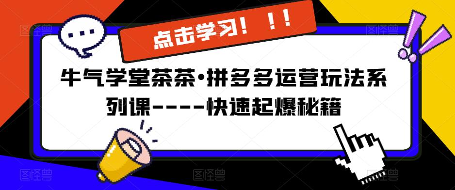牛气学堂茶茶•拼多多运营玩法系列课—-快速起爆秘籍【更新】-葛仙仙资源库