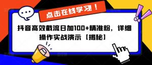 抖音高效截流日加100+精准粉,详细操作实战演示【揭秘】-葛仙仙资源库