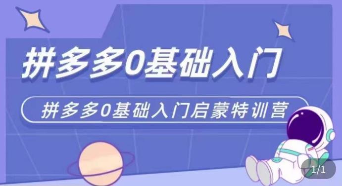 拼多多运营0-1实操特训营，拼多多0基础入门，从基础到进阶的可实操玩法-葛仙仙资源库