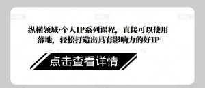 纵横领域·个人IP系列课程,直接可以使用落地,轻松打造出具有影响力的好IP-葛仙仙资源库