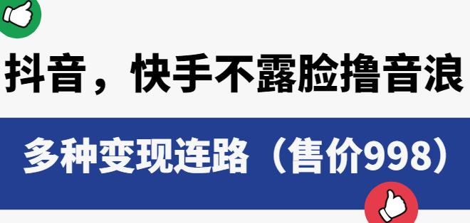 抖音快手不露脸撸音浪项目，多种变现连路（售价998）-葛仙仙资源库