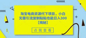 淘宝电商资源代下项目,小白无需引流复制粘贴也能日入300+【揭秘】-葛仙仙资源库