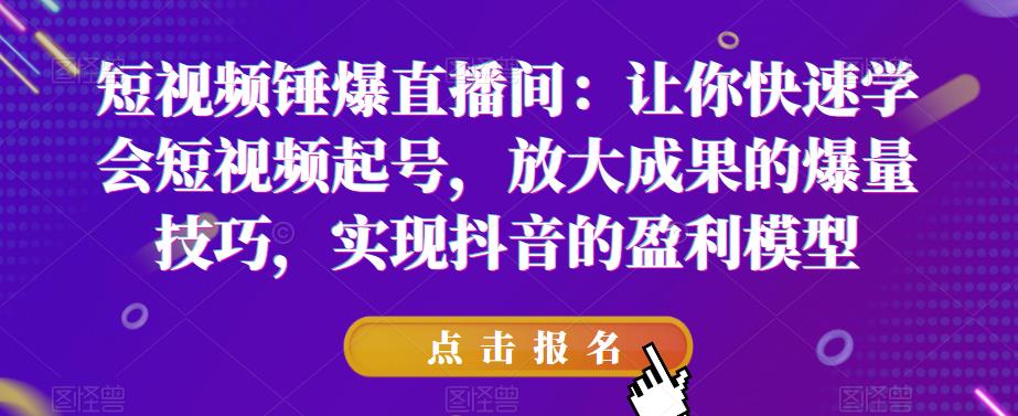 短视频锤爆直播间：让你快速学会短视频起号，放大成果的爆量技巧，实现抖音的盈利模型-葛仙仙资源库
