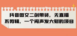抖音图文二创带货,无直播,不剪辑,一个闷声发大财的项目【揭秘】-葛仙仙资源库