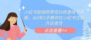 小红书短视频带货训练营线下课程,从0到1手教你在小红书注册开店卖货-葛仙仙资源库