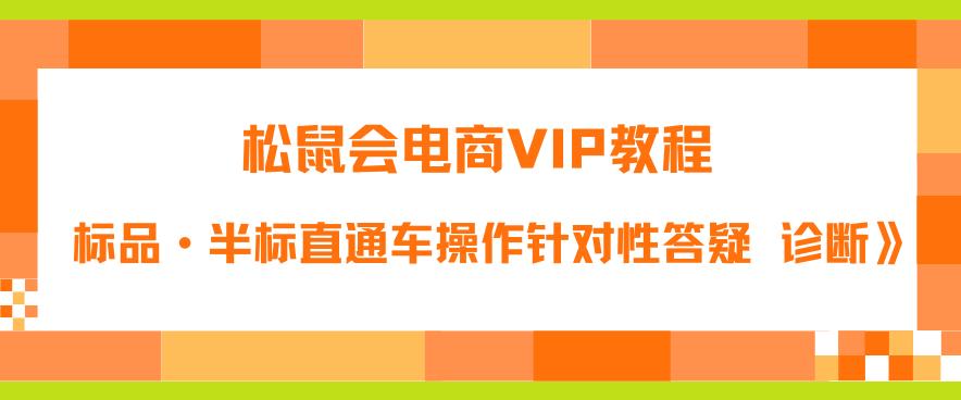 松鼠会电商VIP教程：松鼠《付费推广标品·半标直通车操作针对性答疑&诊断》-葛仙仙资源库