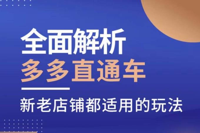 全面解析多多直通车，​新老店铺都适用的玩法-葛仙仙资源库