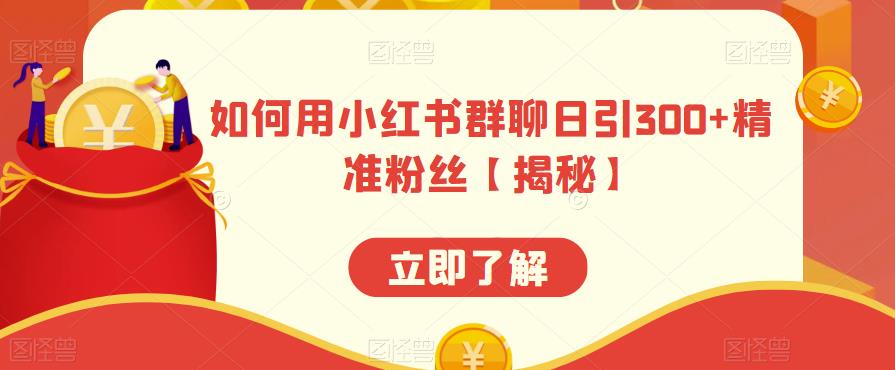 如何用小红书群聊日引300+精准粉丝【揭秘】-葛仙仙资源库
