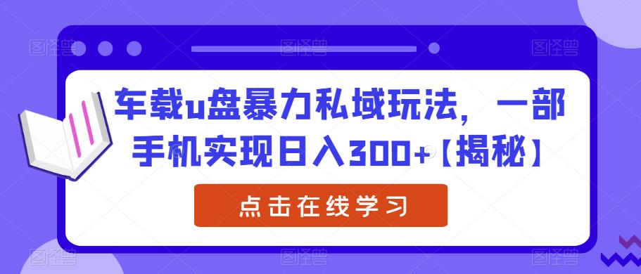 车载u盘暴力私域玩法，一部手机实现日入300+【揭秘】-葛仙仙资源库