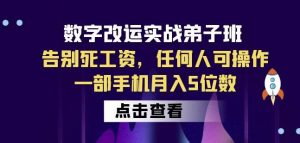 数字改运实战弟子班:告别死工资,任何人可操作,一部手机月入5位数-葛仙仙资源库