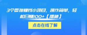 3个零撸赚钱小项目,操作简单,轻松日赚100+【揭秘】-葛仙仙资源库