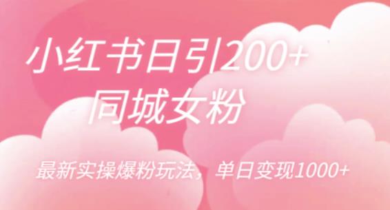 小红书日引200+同城女粉，最新实操爆粉玩法，单日变现1000+【揭秘】-葛仙仙资源库