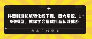抖音引流私域转化线下课,四大系统,13种模型,教你学会搭建抖音私域体系-葛仙仙资源库
