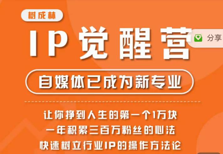 树成林·IP觉醒营，快速树立行业IP的操作方法论，让你赚到人生的第一个1万块（更新）-葛仙仙资源库