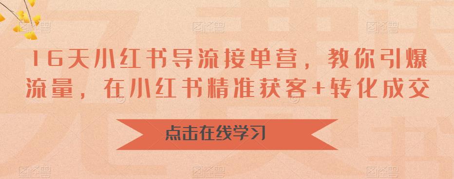 16天小红书导流接单营，教你引爆流量，在小红书精准获客+转化成交-葛仙仙资源库