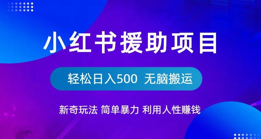 小红书援助项目新奇玩法，简单暴力，无脑搬运轻松日入500【揭秘】-葛仙仙资源库