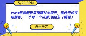 2023年最新看直播赚钱小项目,适合宝妈在家操作,一个号一个月赚1000多(揭秘)-葛仙仙资源库