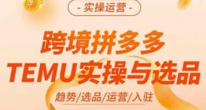 伍跃·跨境拼多多TEMU实操与选品，​趋势/选品/运营/入住（27节完整）-葛仙仙资源库