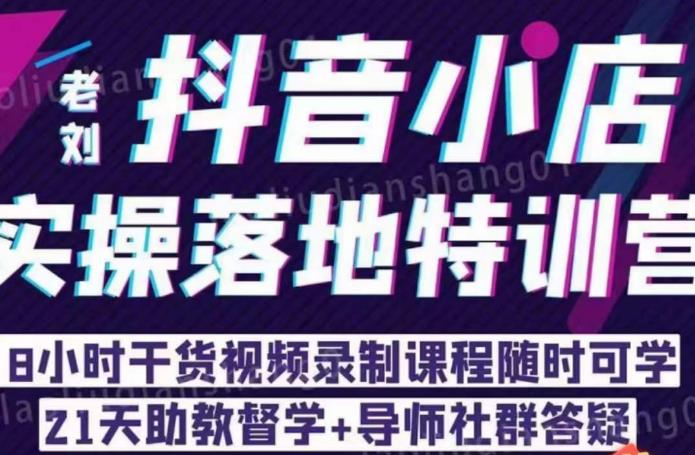 老刘·抖店商品卡流量，​抖音小店实操落地特训营，8小时干货视频录制课程随时可学-葛仙仙资源库