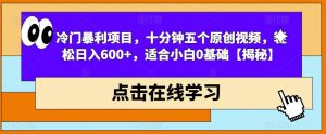 冷门暴利项目,十分钟五个原创视频,轻松日入600+,适合小白0基础【揭秘】-葛仙仙资源库