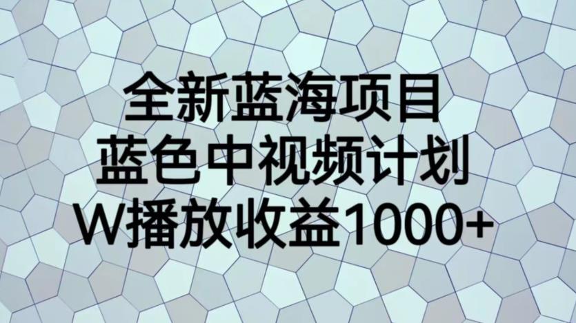 全新蓝海项目，蓝色中视频计划，1W播放量1000+【揭秘】-葛仙仙资源库