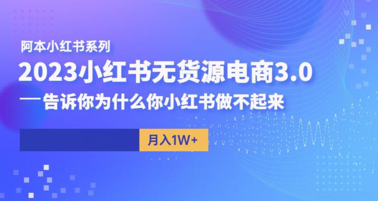 阿本小红书无货源电商3.0，告诉你为什么你小红书做不起来-葛仙仙资源库