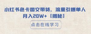 小红书色卡图文带货,流量引爆单人月入20W+【揭秘】-葛仙仙资源库