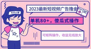 2023最新玩法短视频广告撸金，亲测单机收益80+，可矩阵，傻瓜式操作，小白可上手【揭秘】-葛仙仙资源库