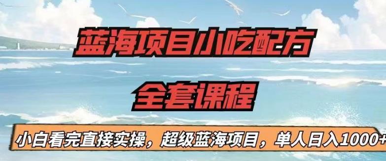 蓝海项目小吃配方全套课程，小白看完直接实操，单人日入1000+【揭秘】-葛仙仙资源库
