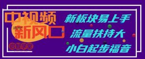 中视频新风口,新板块易上手,流量扶持大,小白起步福音【揭秘】-葛仙仙资源库