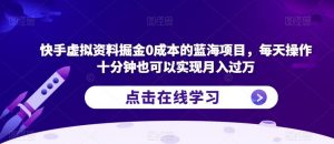 快手虚拟资料掘金0成本的蓝海项目,每天操作十分钟也可以实现月入过万【揭秘】-葛仙仙资源库