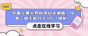 市面上最火男粉项目实操版,仅靠一部手机月入3万【揭秘】-葛仙仙资源库