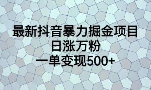 最新抖音暴力掘金项目,日涨万粉,一单变现500+【揭秘】-葛仙仙资源库