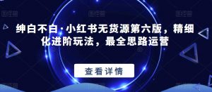 绅白不白·小红书无货源第六版,精细化进阶玩法,最全思路运营-葛仙仙资源库