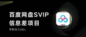 百度网盘SVIP信息差项目，0投入小白极速上手，手机稳定日入300+【揭秘】-葛仙仙资源库