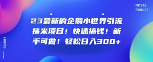 23最新的企鹅小世界引流搞米项目!快速搞钱!新手可做!轻松日入300+【揭秘】-葛仙仙资源库