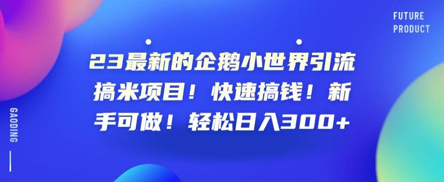 23最新的企鹅小世界引流搞米项目！快速搞钱！新手可做！轻松日入300+【揭秘】-葛仙仙资源库