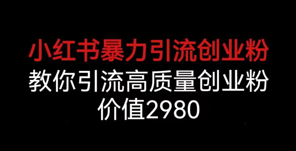 小红书暴力引流创业粉，教你引流高质量创业粉，价值2980【揭秘】-葛仙仙资源库