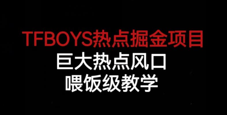 TFBOYS热点掘金项目，巨大热点风口，喂饭级教学-葛仙仙资源库
