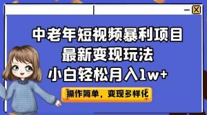 中老年短视频暴利项目最新变现玩法，小白轻松月入1w+【揭秘】-葛仙仙资源库