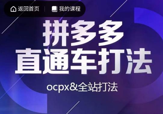互力·拼多多直通车打法，ocpx&全站打法-葛仙仙资源库