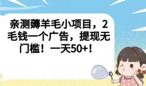 亲测薅羊毛小项目，2毛钱一个广告，提现无门槛！一天50+【揭秘】-葛仙仙资源库