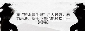 靠“逆水寒手游”月入过万,暴力玩法,新手小白也能轻松上手【揭秘】-葛仙仙资源库