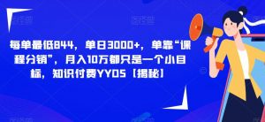 每单最低844,单日3000+,单靠“课程分销”,月入10万都只是一个小目标,知识付费YYDS【揭秘】-葛仙仙资源库