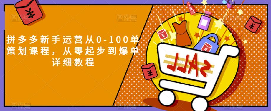 拼多多新手运营从0-100单策划课程，从零起步到爆单详细教程-葛仙仙资源库