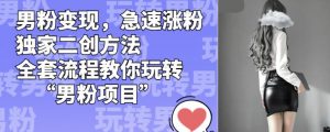 男粉变现,急速涨粉独家二创方法,全套流程教你玩转“男粉项目”【揭秘】-葛仙仙资源库