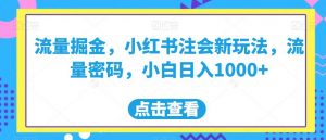 流量掘金，小红书注会新玩法，流量密码，小白日入1000+【揭秘】-葛仙仙资源库