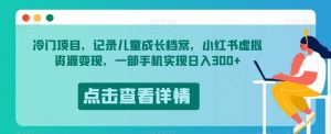 冷门项目，记录儿童成长档案，小红书虚拟资源变现，一部手机实现日入300+【揭秘】-葛仙仙资源库