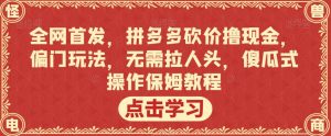 全网首发,拼多多砍价撸现金,偏门玩法,无需拉人头,傻瓜式操作保姆教程【揭秘】-葛仙仙资源库